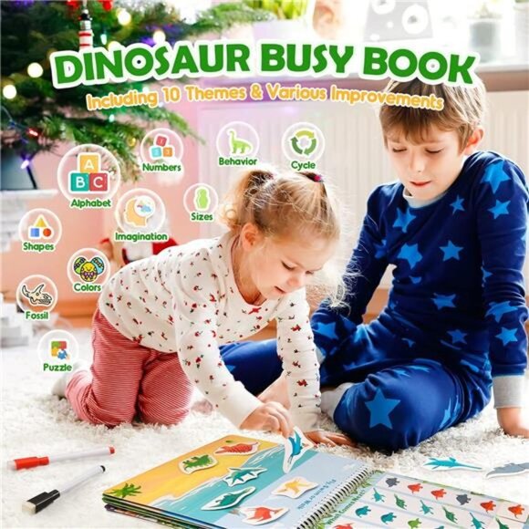 Montessori Toys for Toddlers,Newest Dinosaur Themes Busy Book for Kids Toys Ages - Picture 2 of 6